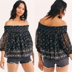Free People Beaded Off Shoulder Age of Aquarius
